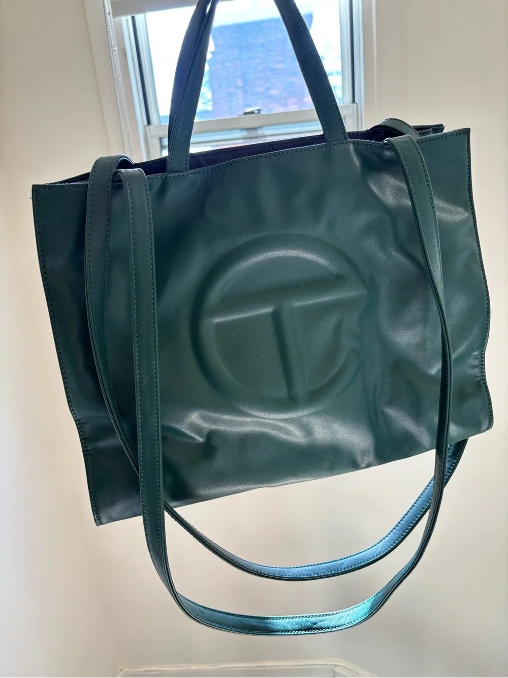 Telfar Dark Green Embossed Logo Tote Laptop Bag